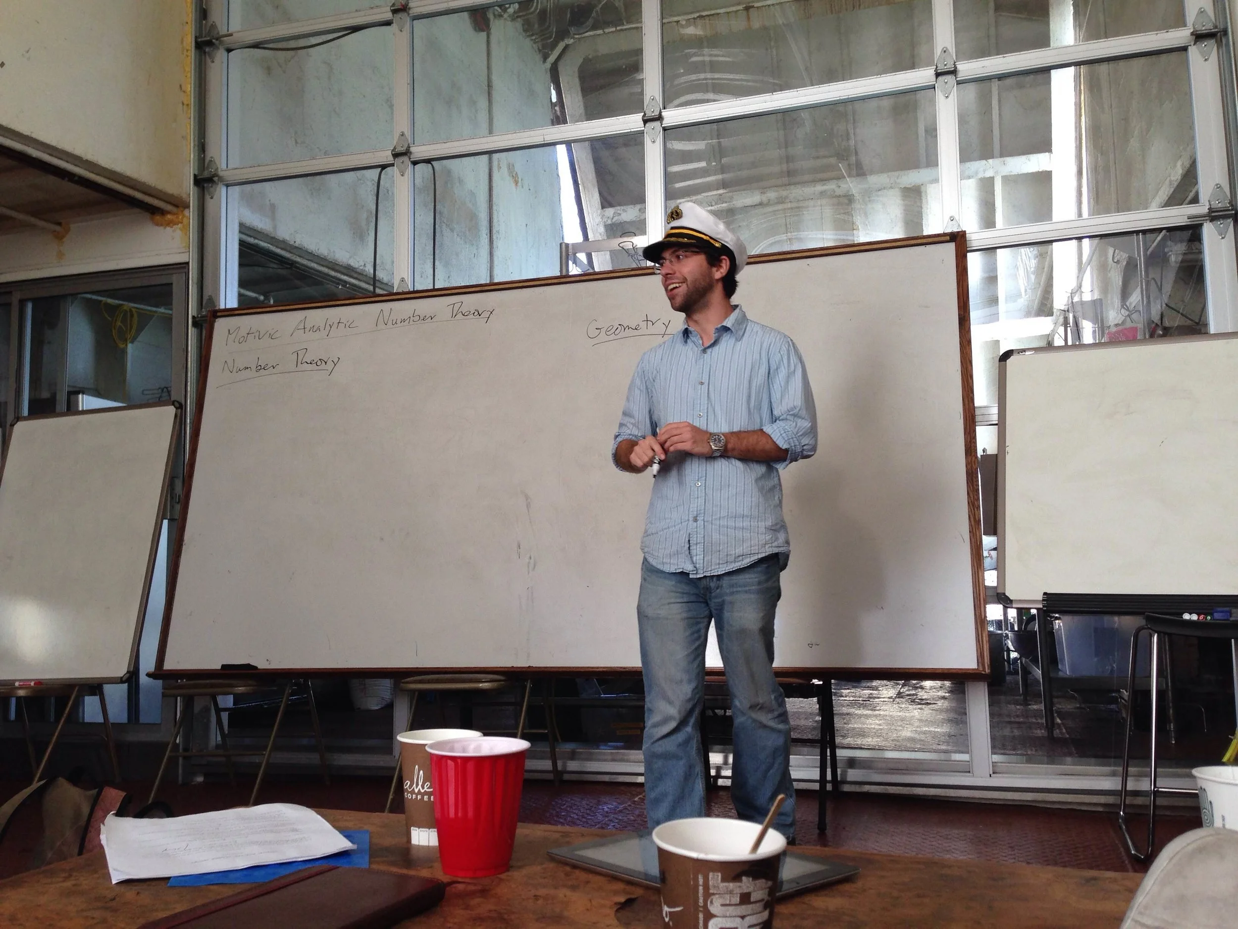 Giving a talk on a boat