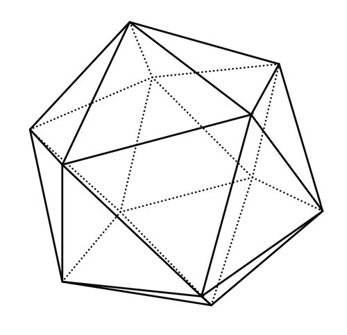 Wireframe icosahedron.